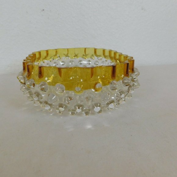 Hobbs Brockunier 323 Yellow Frances Dew Drop Hobnail Ware 7 in Oval Bowl FLAW - Picture 4 of 12